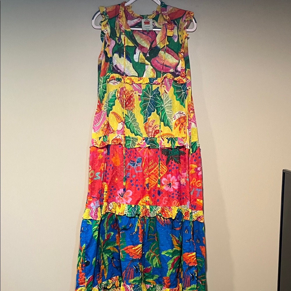 Farm Rio Colorful Sleeveless Maxi Dress with pockets!